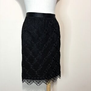 Escada Couture Women’s Silk Cord Crochet Black Skirt